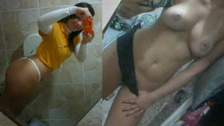 Morena Novinha pelada fazendo nudes mostrando a buceta raspada e seios grandes
